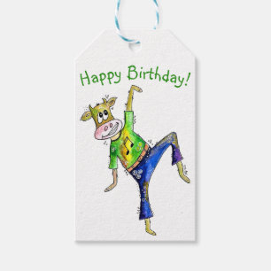 Cute Whimsical Dancing Cow Gift Tags