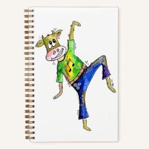 Cute Whimsical Dancing Cow Notebook