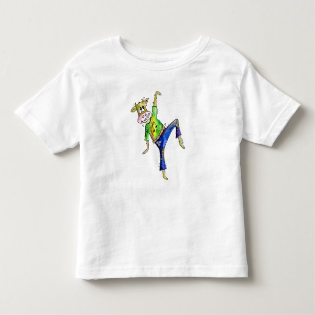 Cute Whimsical Dancing Cow Toddler T-Shirt (Front)