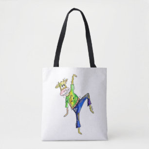 Cute Whimsical Dancing Cow Tote Bag