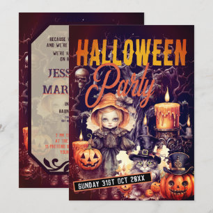 Cute Whimsical Darkness Halloween Party Invitation