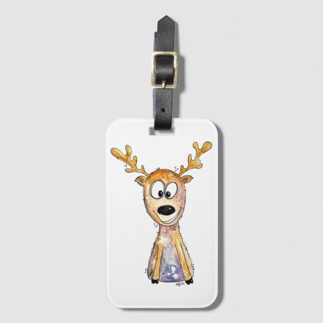 Cute Whimsical Deer Luggage Tag (Front Vertical)