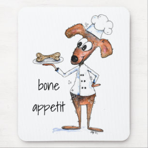 Cute Whimsical Dog Chef Mouse Pad