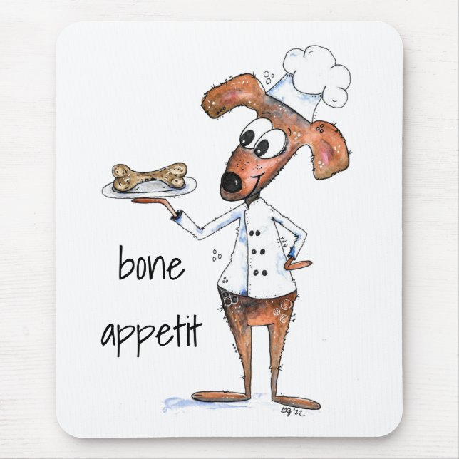Cute Whimsical Dog Chef Mouse Pad (Front)