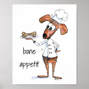Cute Whimsical Dog Chef Poster