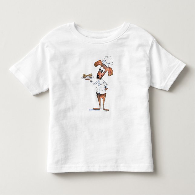 Cute Whimsical Dog Chef Toddler T-Shirt (Front)