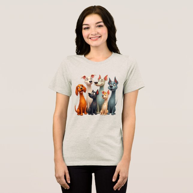 Cute Whimsical dogs Tri-Blend Shirt (Front Full)