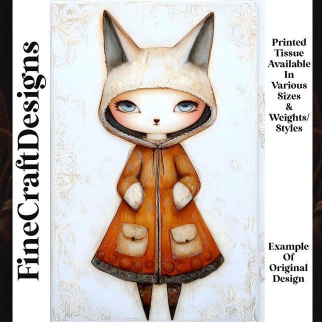 Cute Whimsical Doll Fox Inspired Togs M5 Decoupage Tissue Paper (Creator Uploaded)