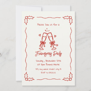 cute Whimsical doodle friendsmas party invitation
