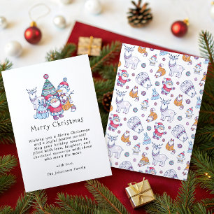 Cute Whimsical Doodles Merry Christmas non-photo Holiday Card