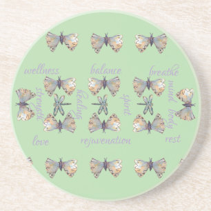 Cute Whimsical Dragonfly Butterfly Maureen Girard Coaster