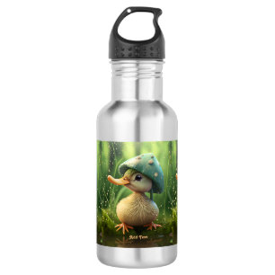 Cute Whimsical Duck Mushroom Hat Personalised Name 532 Ml Water Bottle