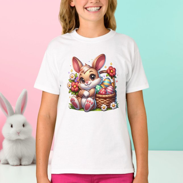 Cute Whimsical Easter Bunny with Basket T-Shirt (Creator Uploaded)