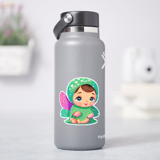 Cute whimsical fairy cartoon sticker (HydroFlask)