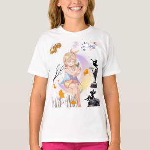 Cute Whimsical Fairy Girl Magical Nature Graphic T T-Shirt