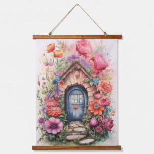 Cute whimsical Floral fairy door Hanging Tapestry