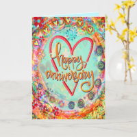 Cute Whimsical Floral Happy Anniversary 
