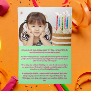 Cute Whimsical Floral Octopus Photo Kids Birthday Foil Greeting Card