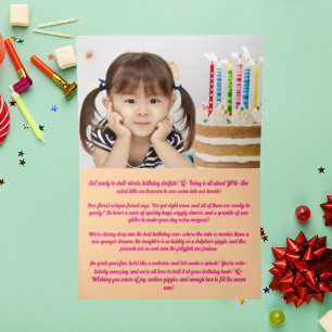 Cute Whimsical Floral Octopus Photo Kids Birthday Foil Greeting Card