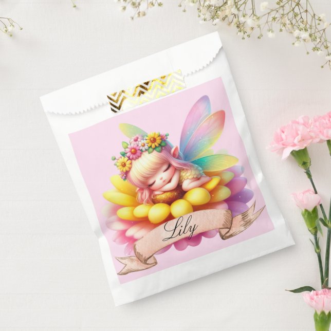 Cute Whimsical Floral Sweet Dreams Sleeping Fairy Favour Bag (Sealed)