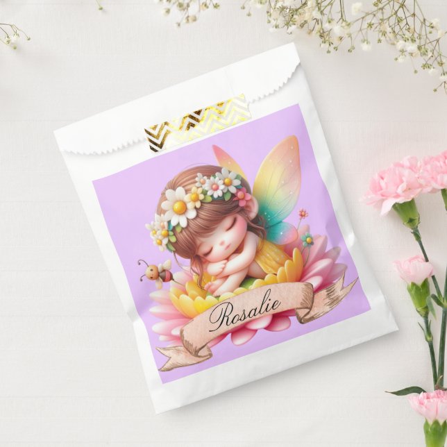 Cute Whimsical Floral Sweet Dreams Sleeping Fairy Favour Bag (Sealed)