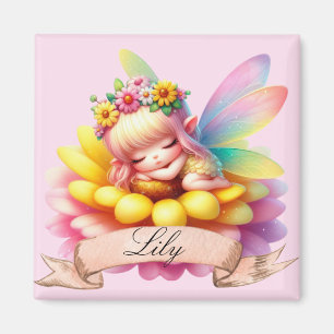 Cute Whimsical Floral Sweet Dreams Sleeping Fairy Magnet