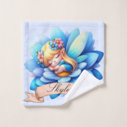 Cute Whimsical Floral Sweet Dreams Sleeping Fairy Wash Cloth