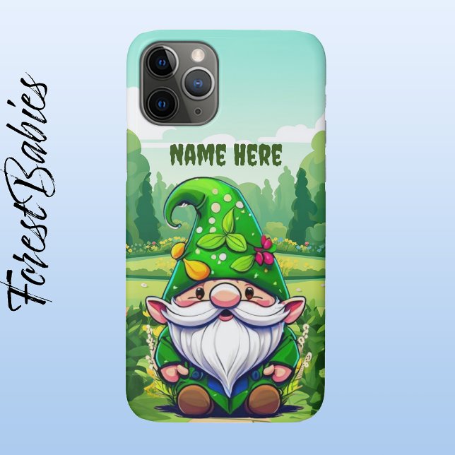 Cute Whimsical Flower Garden Gnome Cartoon Graphic Case-Mate iPhone Case (Gnome, ForestBabies Phone Case - Front)