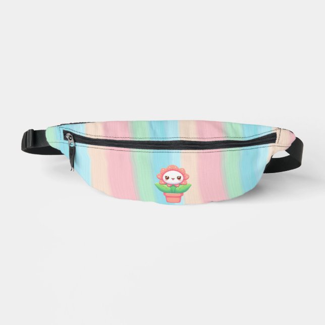 Cute, whimsical flower in pot bum bags (Front)