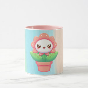 Cute, whimsical flower in pot mug