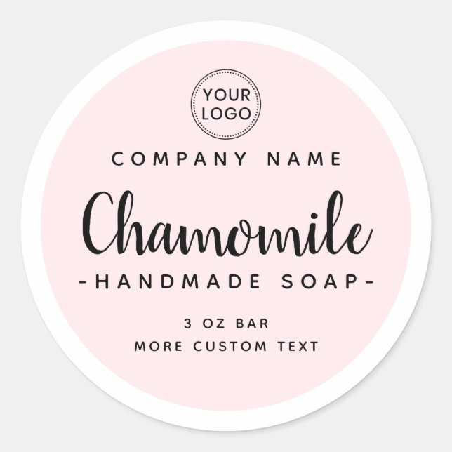 Cute whimsical font pale pink white product label (Front)