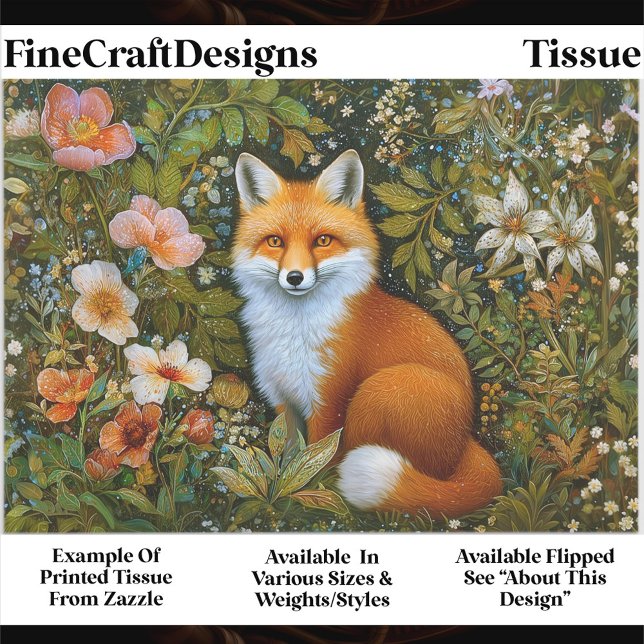 Cute Whimsical Forest Fox, Flowers ET9R Decoupage  Tissue Paper (Creator Uploaded)