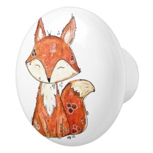 Cute Whimsical Fox Ceramic Knob