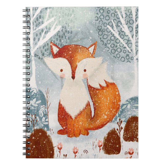 Cute Whimsical Fox in Forest Notebook (Front)