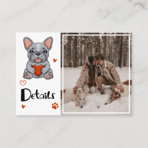 Cute Whimsical French Bulldog details Photo Enclosure Card