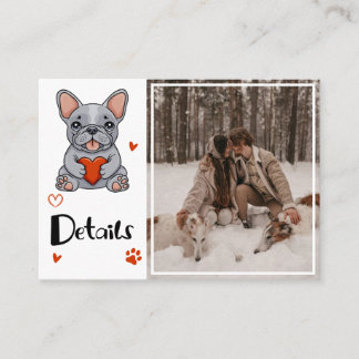 Cute Whimsical French Bulldog details Photo Enclosure Card