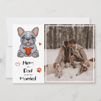 Cute Whimsical French Bulldog Wedding Photo Invitation