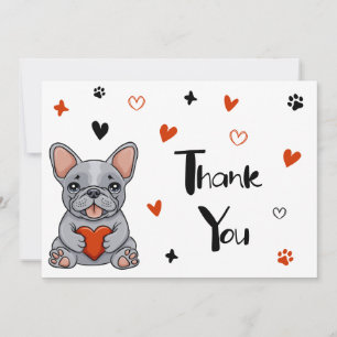 Cute Whimsical French Bulldog Wedding Thank You Card