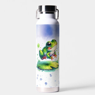 Cute Whimsical Frog   Funny Toad Pun Water Bottle