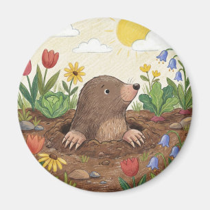 Cute Whimsical Garden Mole Magnet