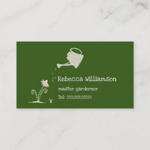 Cute Whimsical Gardening Services & QR Code  Business Card