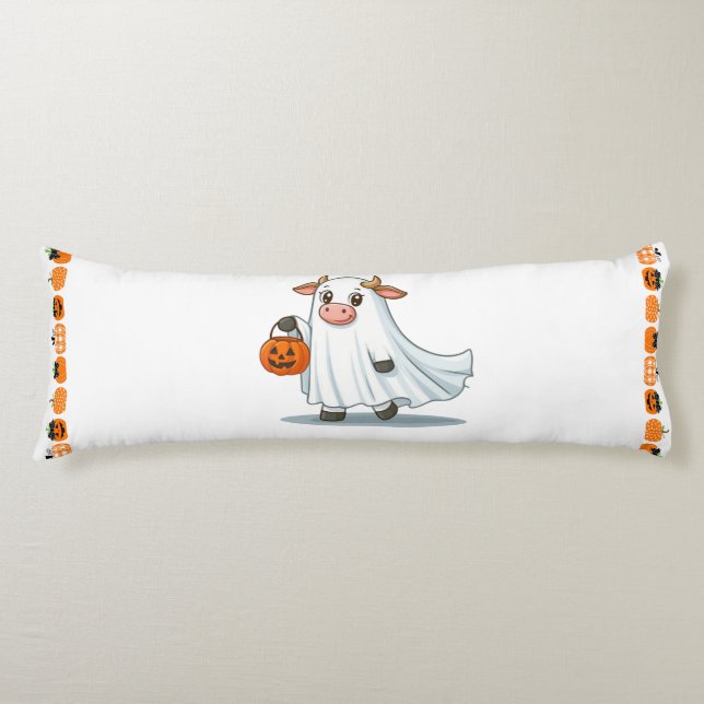 Cute, whimsical, ghost cow body cushion (Front)