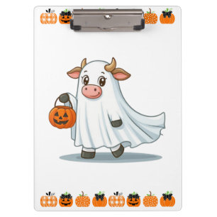 Cute, whimsical, ghost cow clipboard