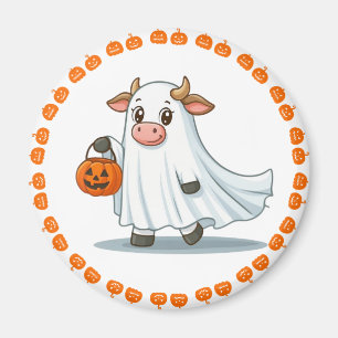 Cute, whimsical, ghost cow magnet