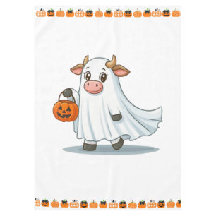 Cute, whimsical, ghost cow tablecloth