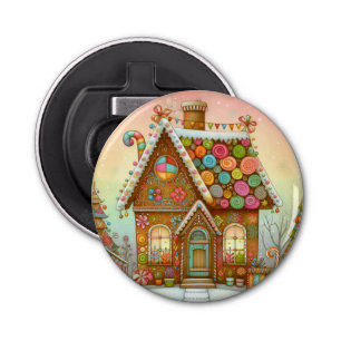 Cute, whimsical gingerbread house bottle opener