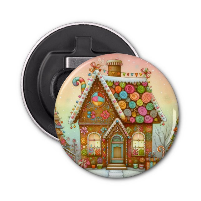 Cute, whimsical gingerbread house bottle opener (Front)