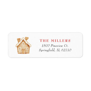 Cute Whimsical Gingerbread house Holiday Return Address Label