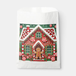 Cute, whimsical gingerbread man & house favour bag