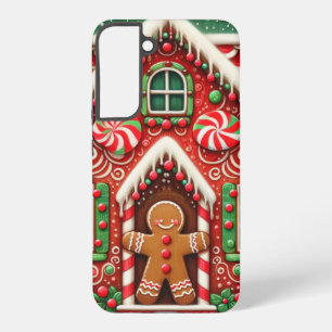 Cute, whimsical gingerbread man & house samsung galaxy case